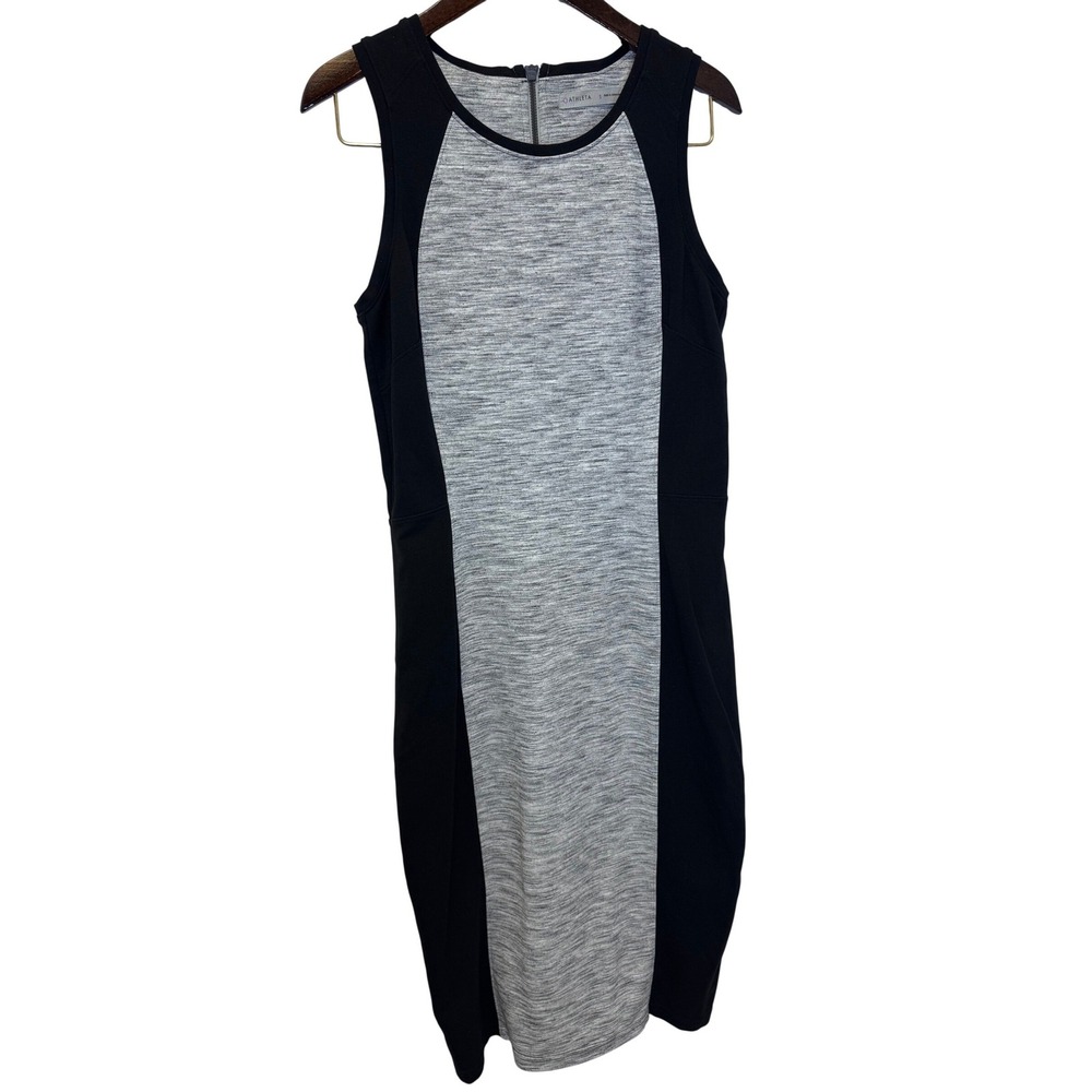 Athleta Womens Colorblock Sheath Dress Black Heathered Grey Sleeveless S 54023